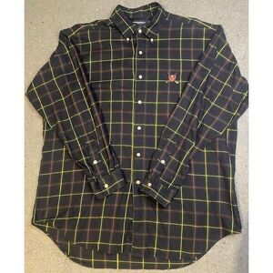 RALPH LAUREN POLO GOLF TILDEN LARGE long sleeve‎ Button Down PLAID shirt COTTON